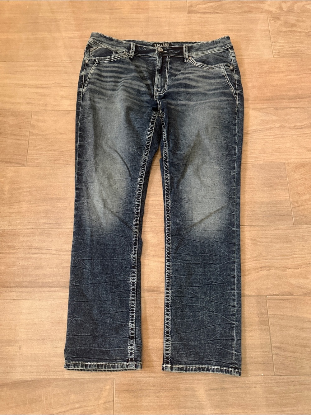 Salvage Men's Dark Blue Washed Jeans